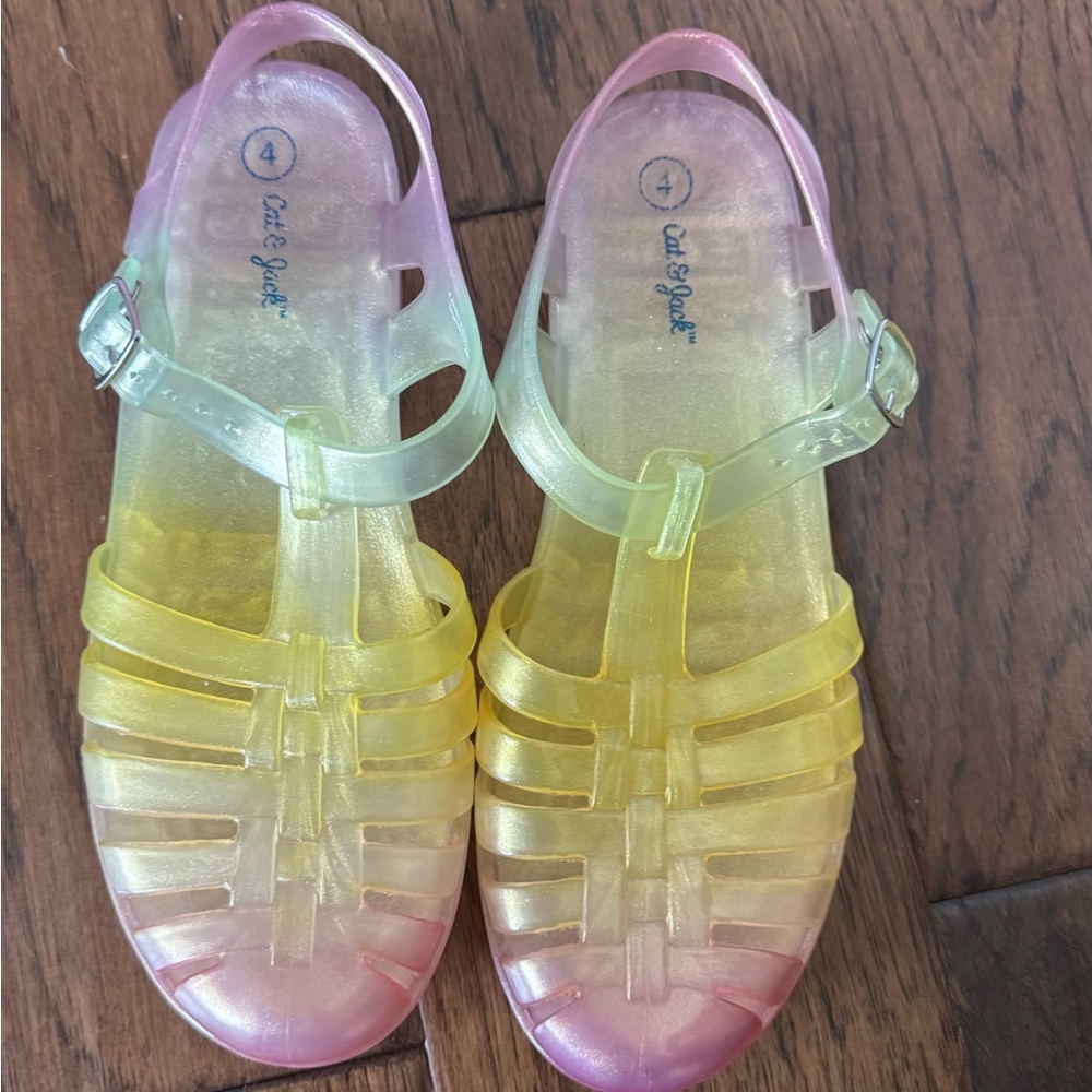Cat & Jack Pink and Yellow Jelly Sandals